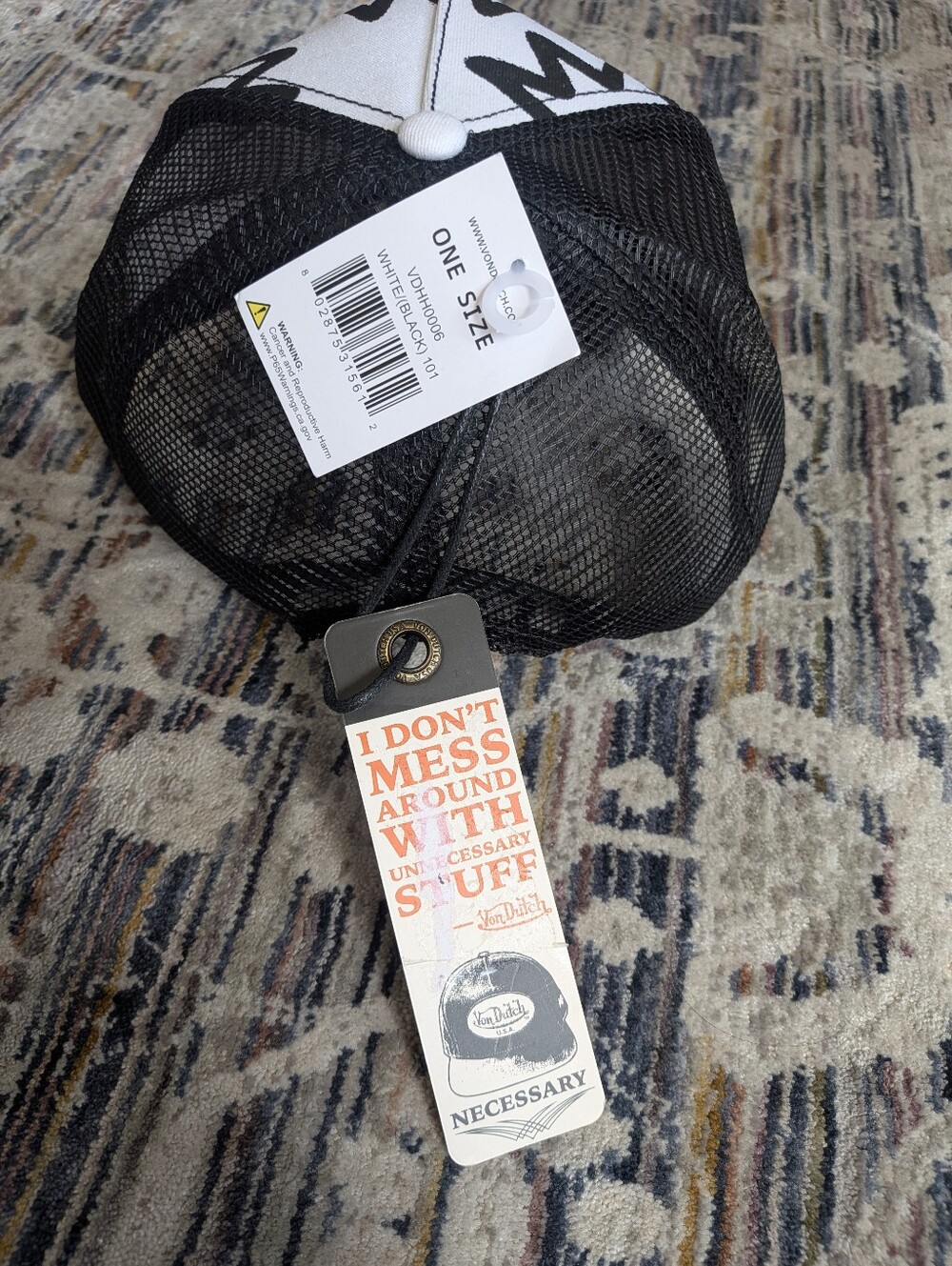 Von Dutch White & Black Trucker Hat with Pink Logo Patch - Picture 6 of 6